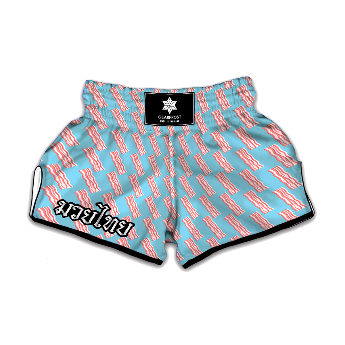 Blue Bacon Pattern Print Muay Thai Boxing Shorts