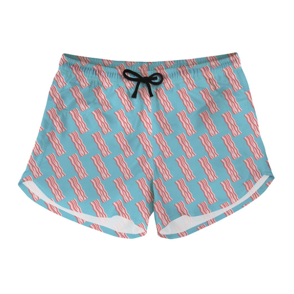 Blue Bacon Pattern Print Women's Shorts