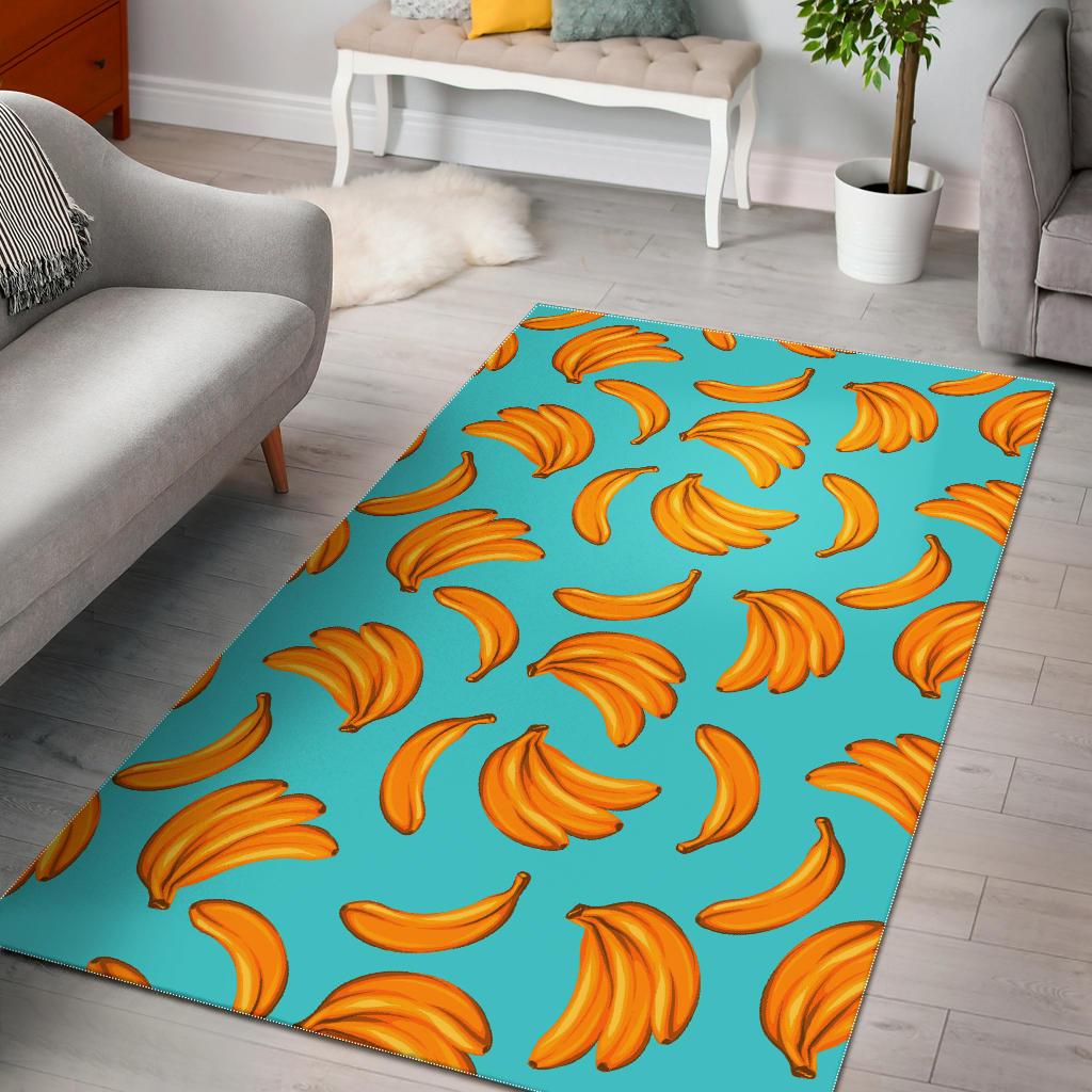 Blue Banana Pattern Print Area Rug