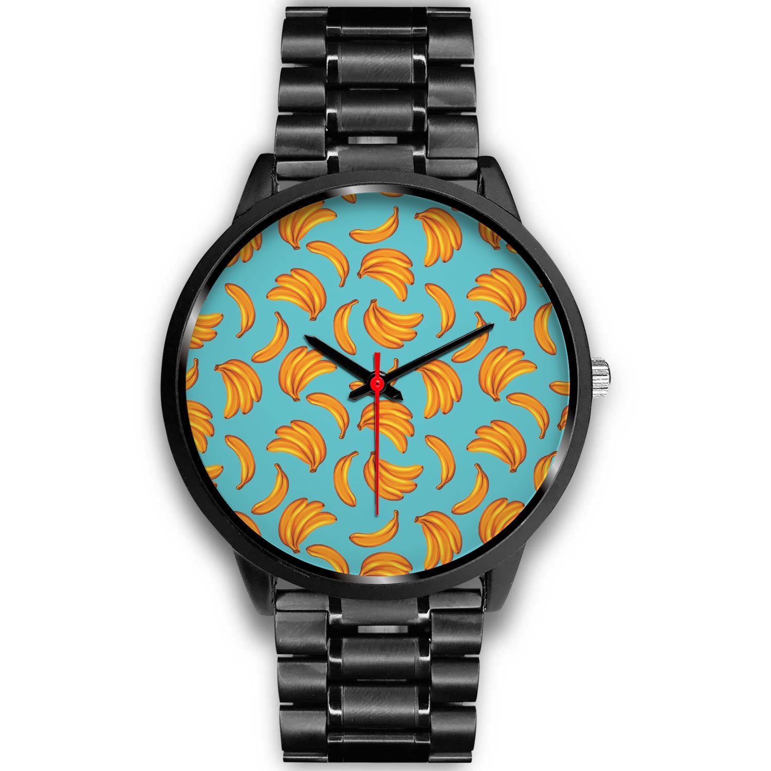 Blue Banana Pattern Print Black Watch