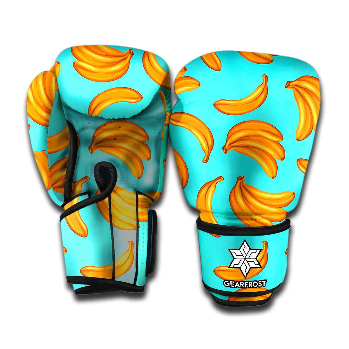 Blue Banana Pattern Print Boxing Gloves