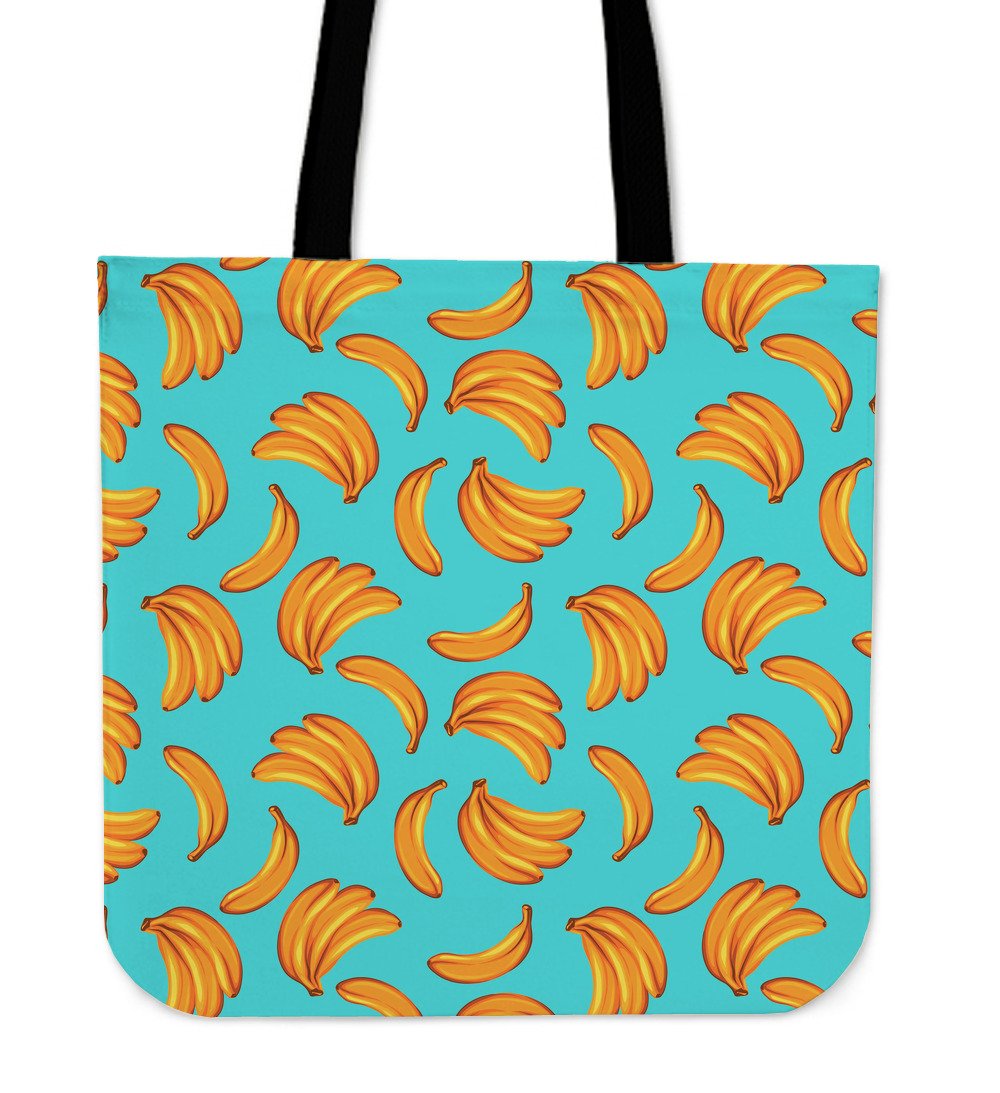 Blue Banana Pattern Print Canvas Tote Bag