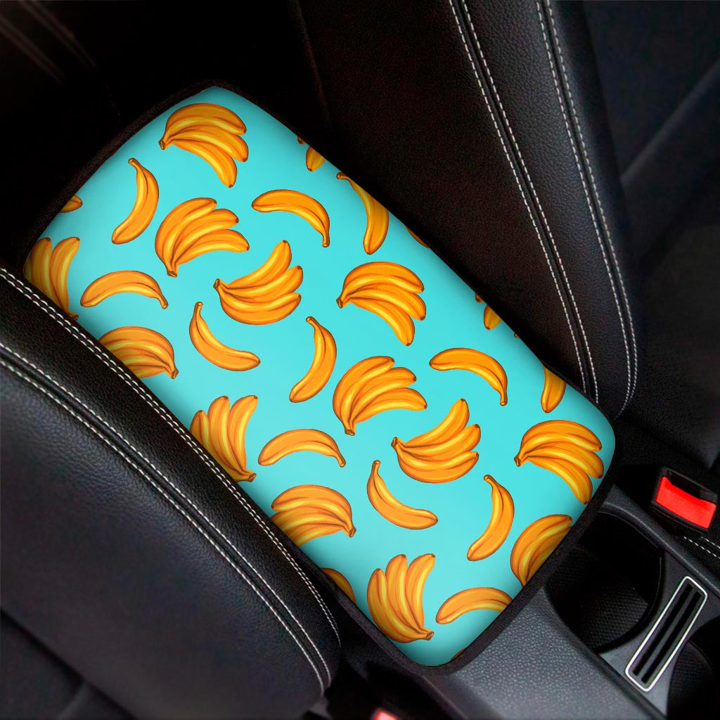 Blue Banana Pattern Print Car Center Console Cover