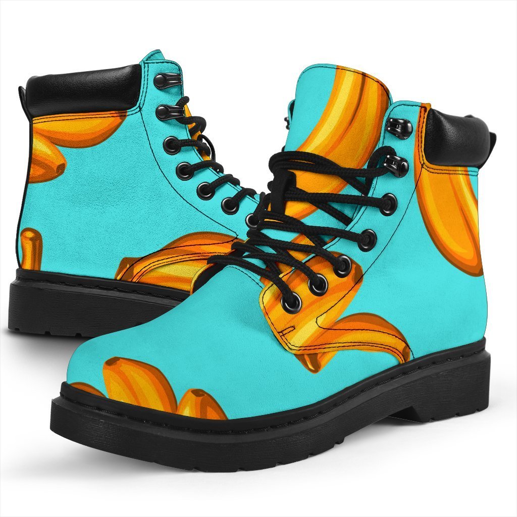 Blue Banana Pattern Print Classic Boots