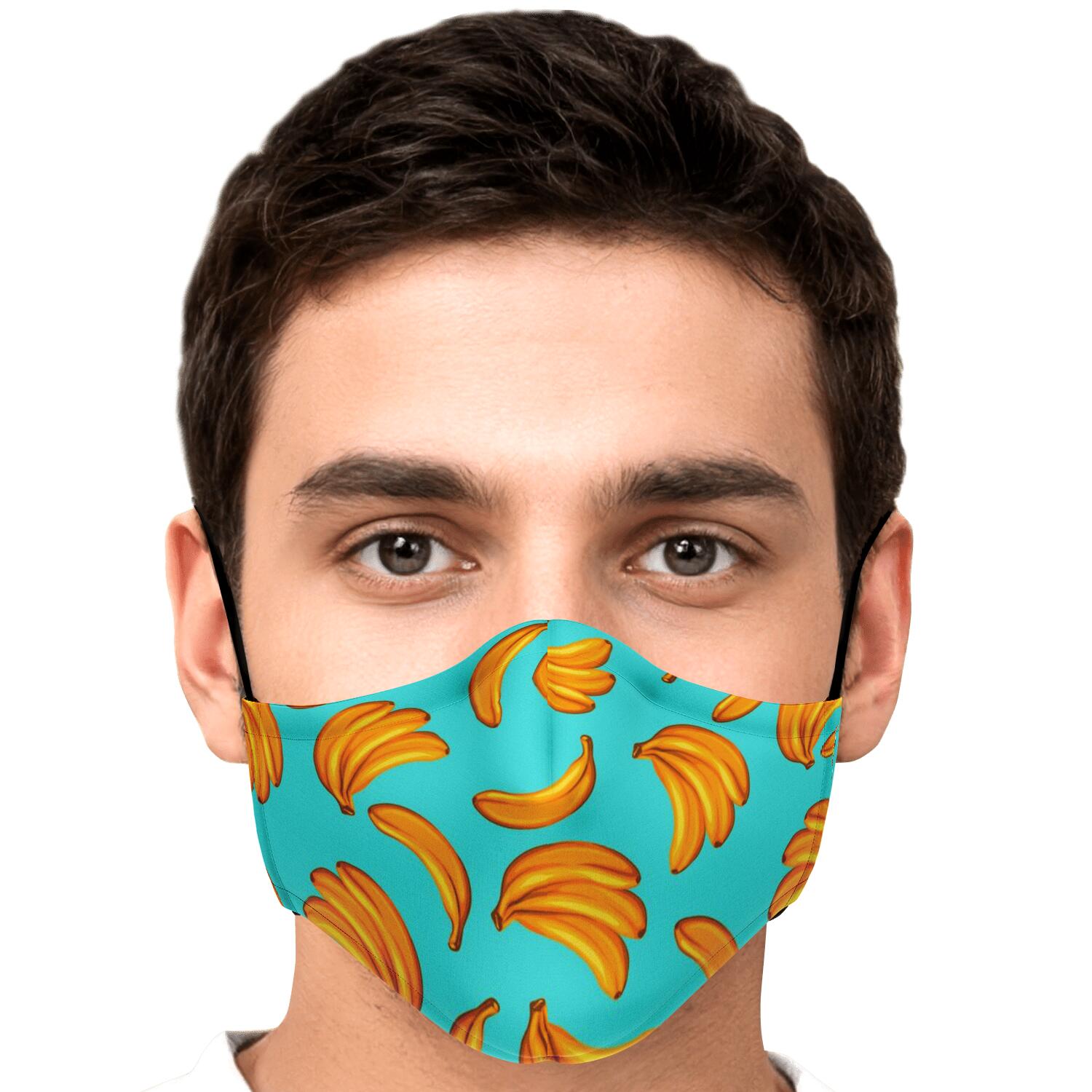 Blue Banana Pattern Print Face Mask