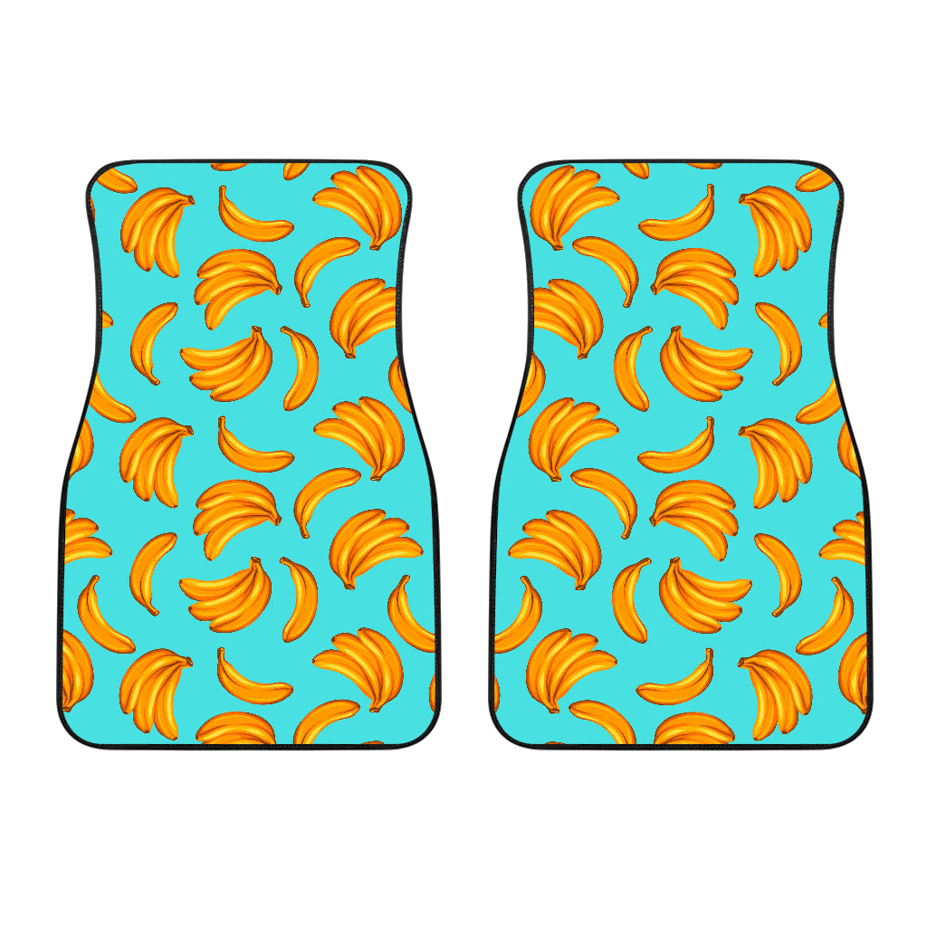 Blue Banana Pattern Print Front Car Floor Mats