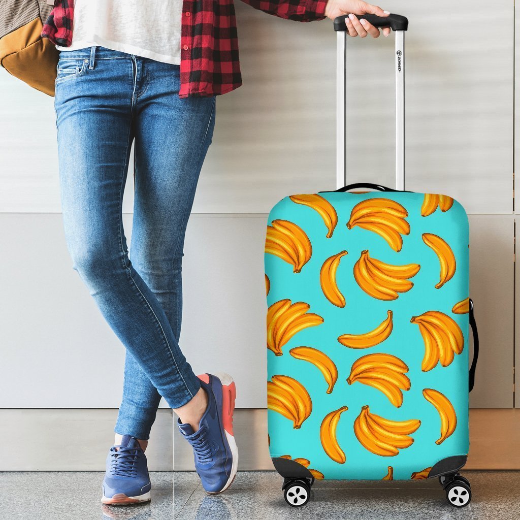 Blue Banana Pattern Print Luggage Cover