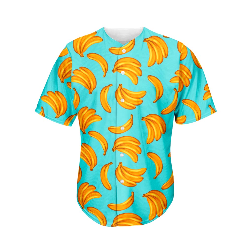 Blue Banana Pattern Print Men's Baseball Jersey