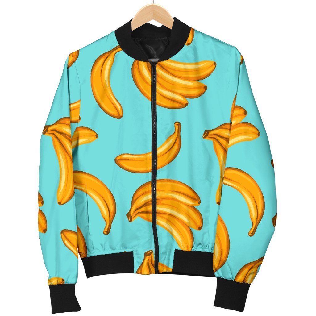 Blue Banana Pattern Print Men's Bomber Jacket