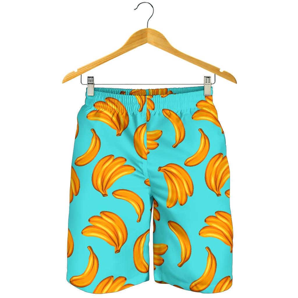 Blue Banana Pattern Print Men's Shorts