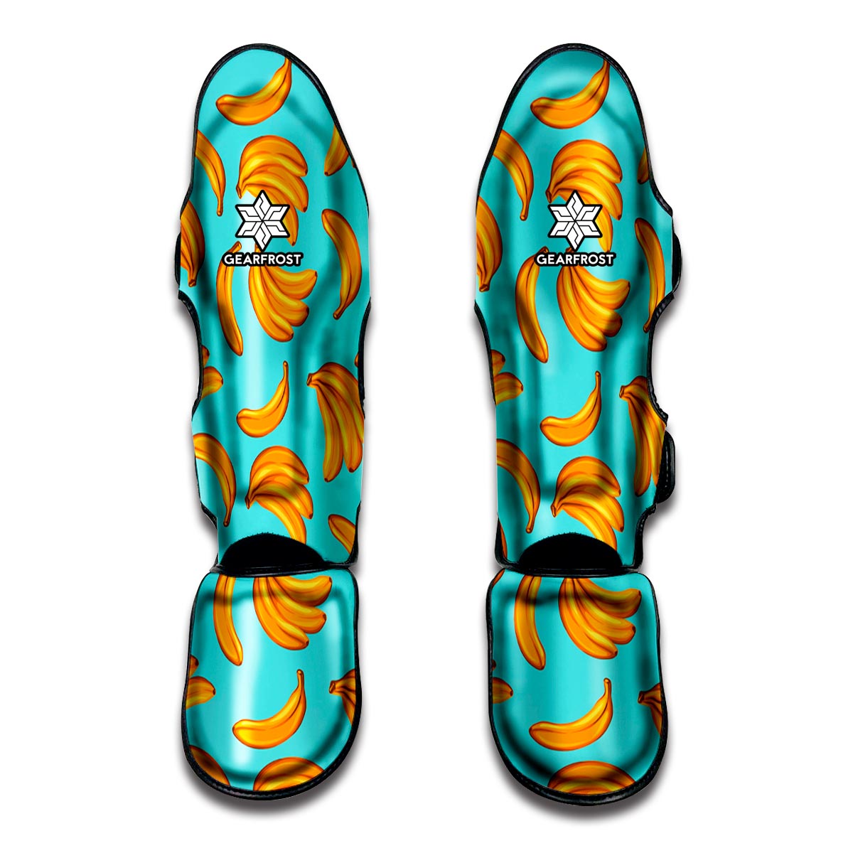 Blue Banana Pattern Print Muay Thai Shin Guards