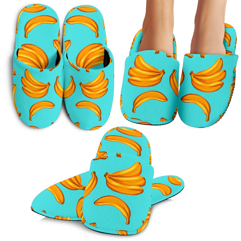 Blue Banana Pattern Print Slippers