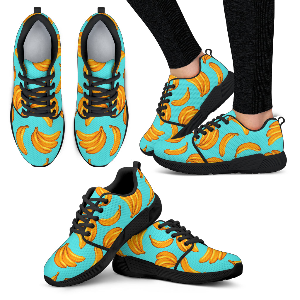 Blue Banana Pattern Print Women's Athletic Shoes