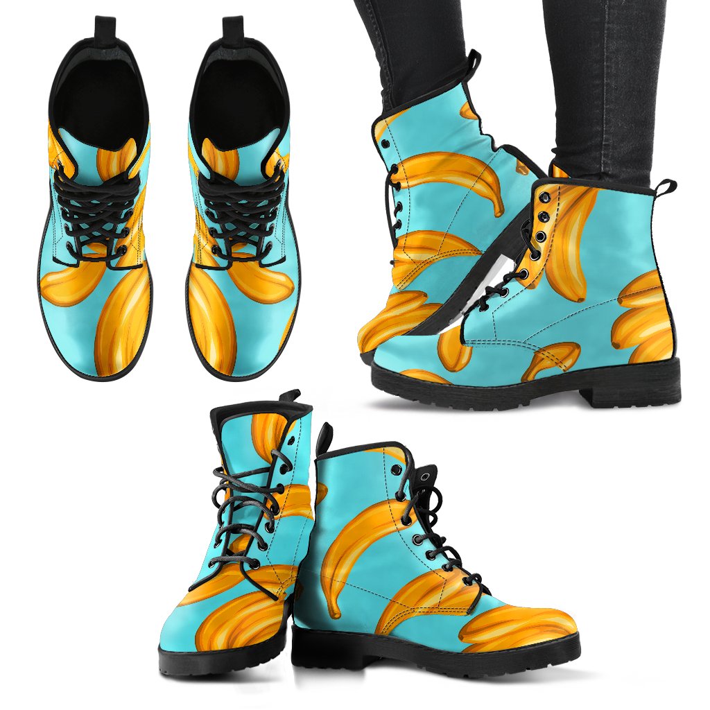 Blue Banana Pattern Print Women's Boots