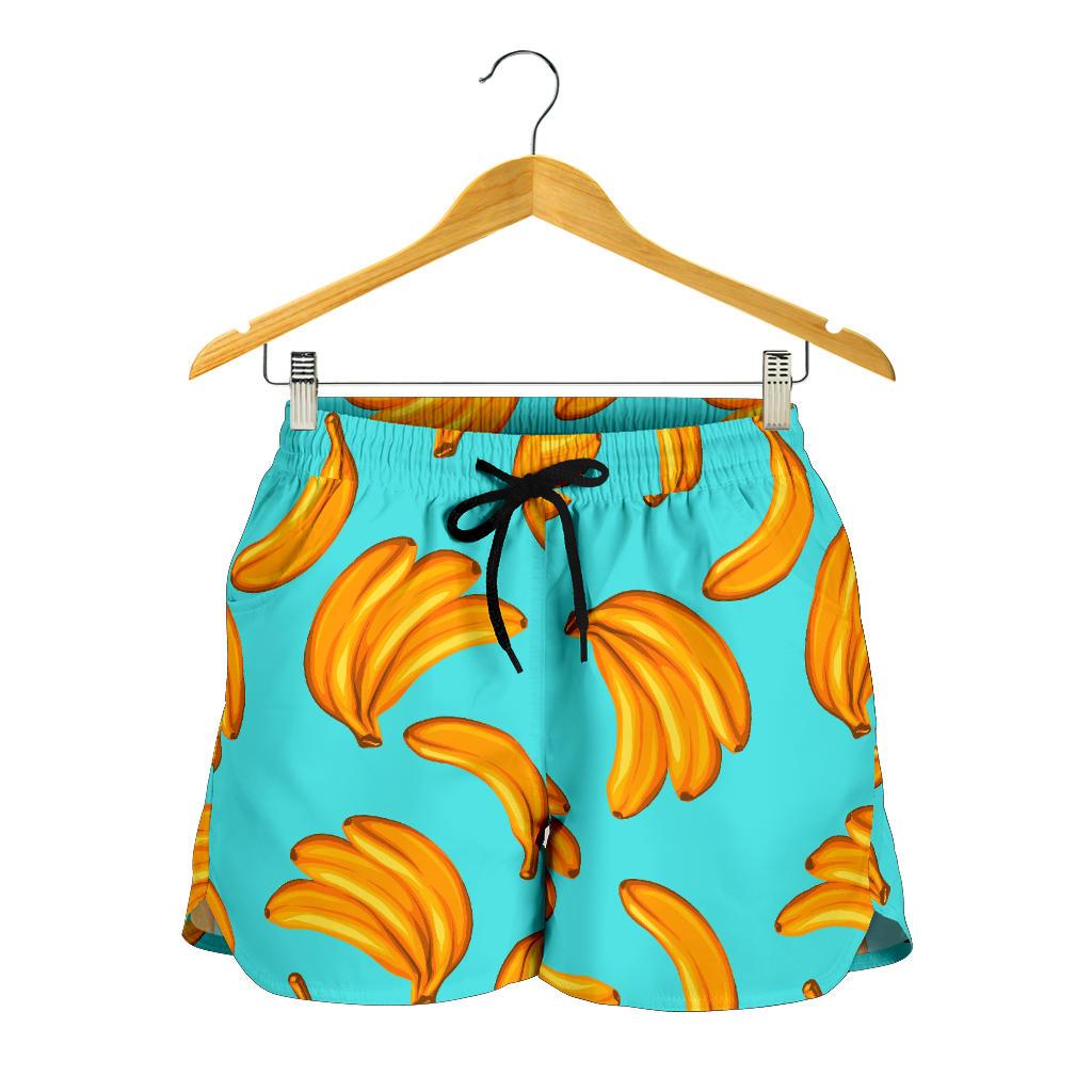 Blue Banana Pattern Print Women's Shorts