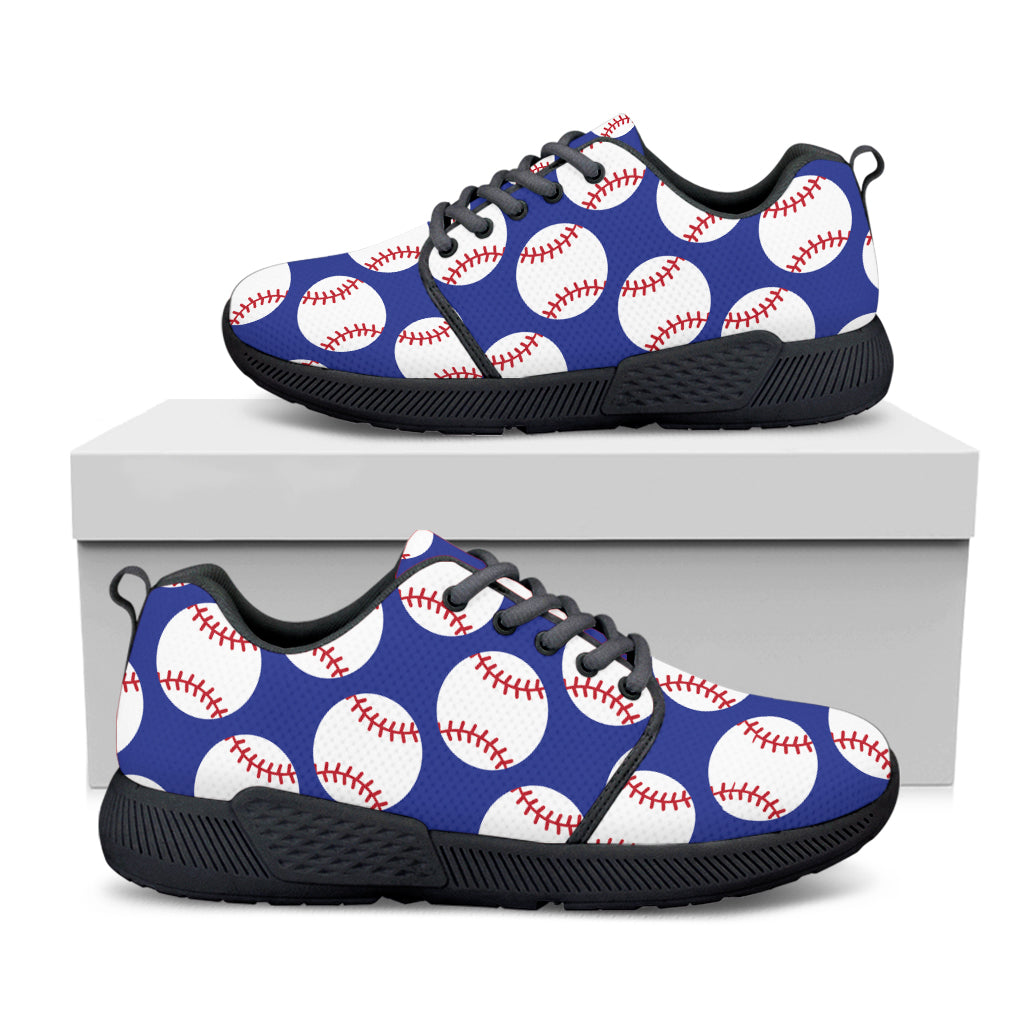 Blue Baseball Pattern Print Black Athletic Shoes