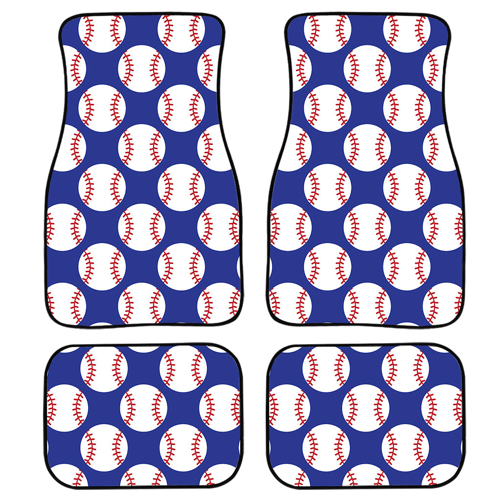 Blue Baseball Pattern Print Front and Back Car Floor Mats