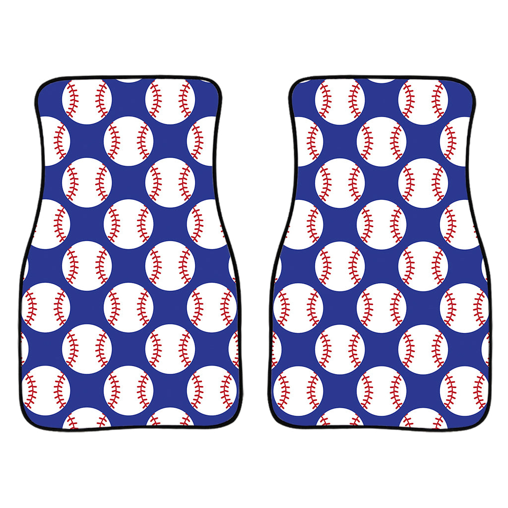 Blue Baseball Pattern Print Front Car Floor Mats