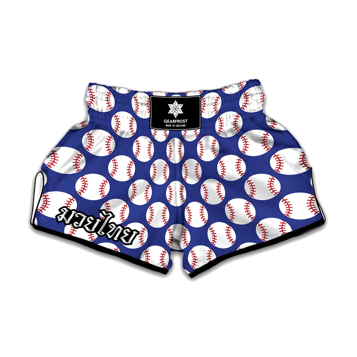 Blue Baseball Pattern Print Muay Thai Boxing Shorts