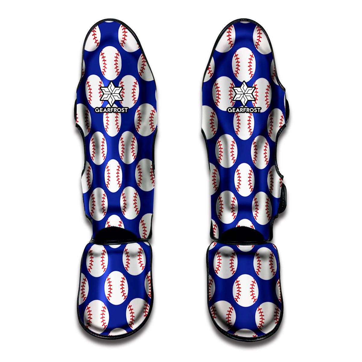 Blue Baseball Pattern Print Muay Thai Shin Guards