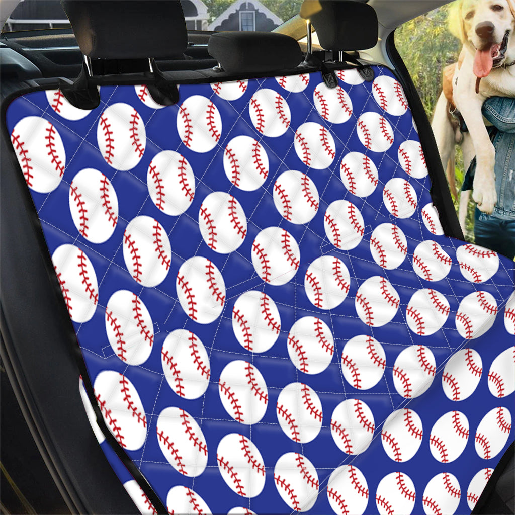 Blue Baseball Pattern Print Pet Car Back Seat Cover