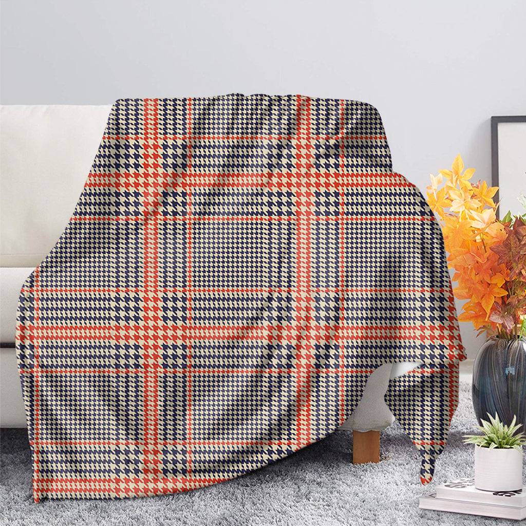 Blue Beige And Orange Glen Plaid Print Blanket