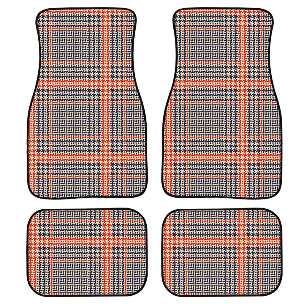 Blue Beige And Orange Glen Plaid Print Front and Back Car Floor Mats