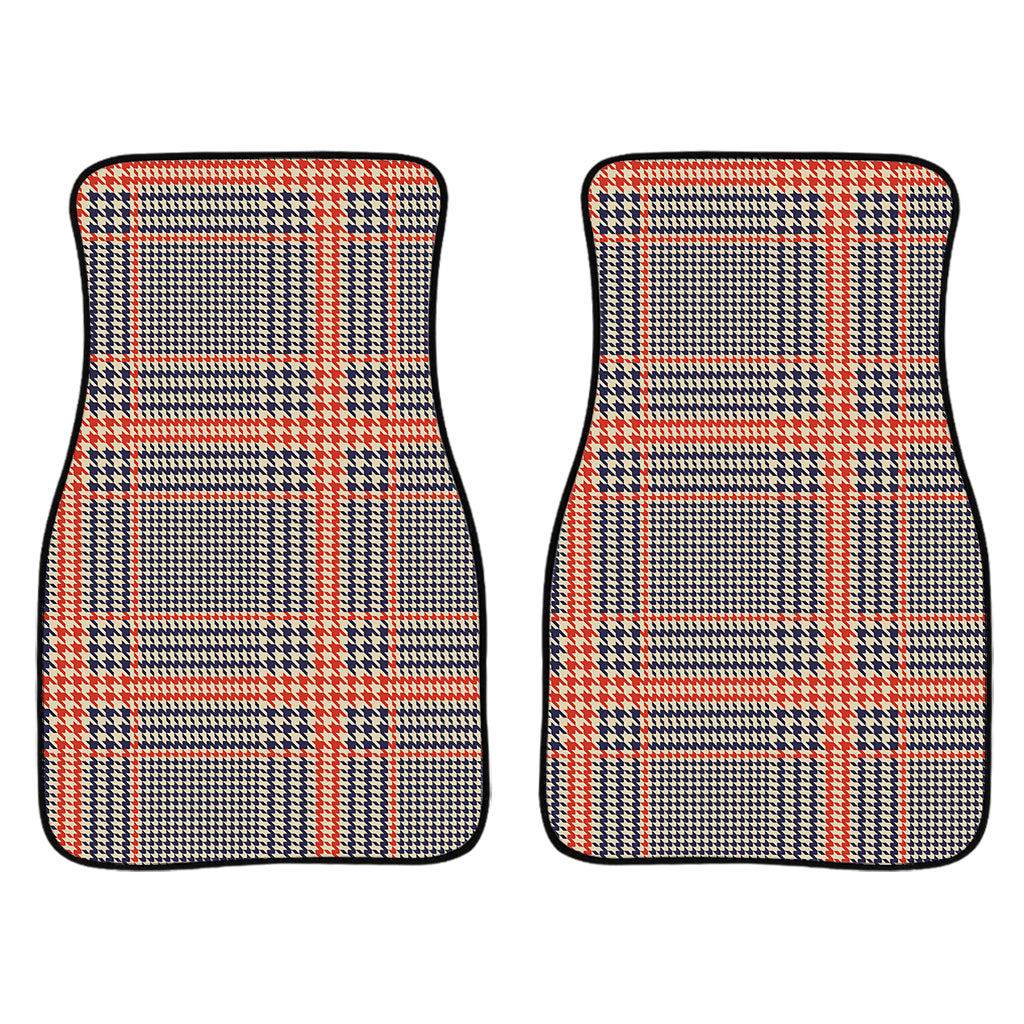 Blue Beige And Orange Glen Plaid Print Front Car Floor Mats