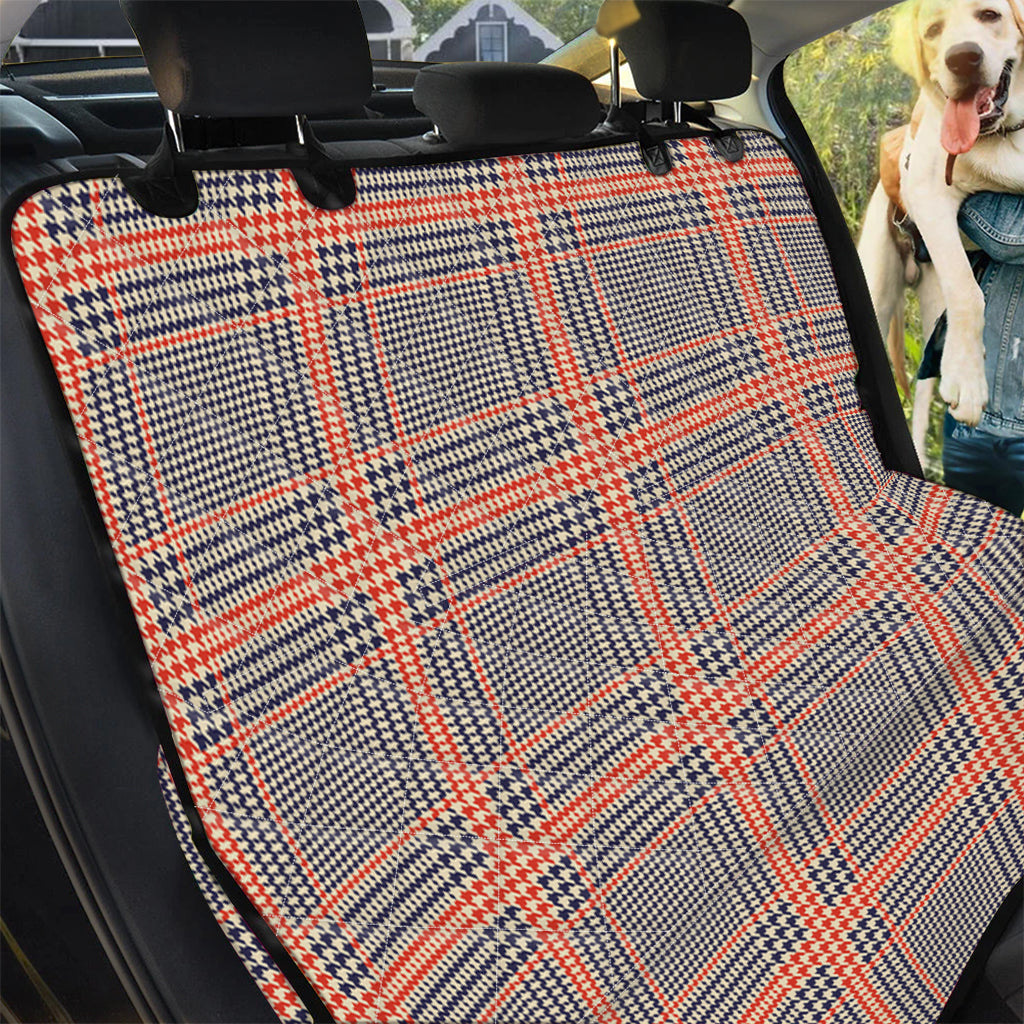 Blue Beige And Orange Glen Plaid Print Pet Car Back Seat Cover