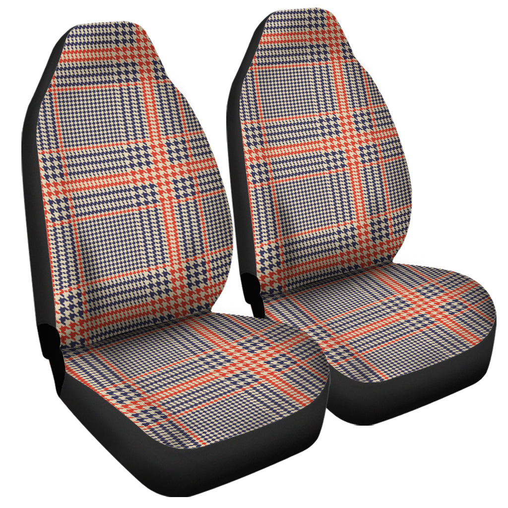 Blue Beige And Orange Glen Plaid Print Universal Fit Car Seat Covers