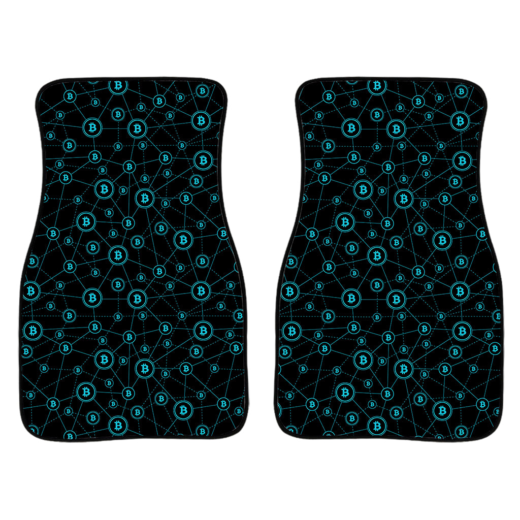 Blue Bitcoin Pattern Print Front Car Floor Mats