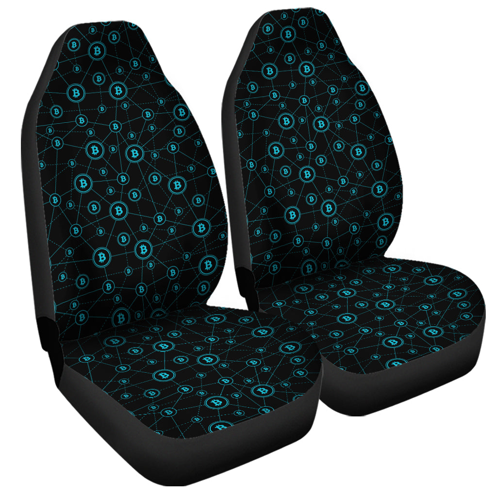 Blue Bitcoin Pattern Print Universal Fit Car Seat Covers