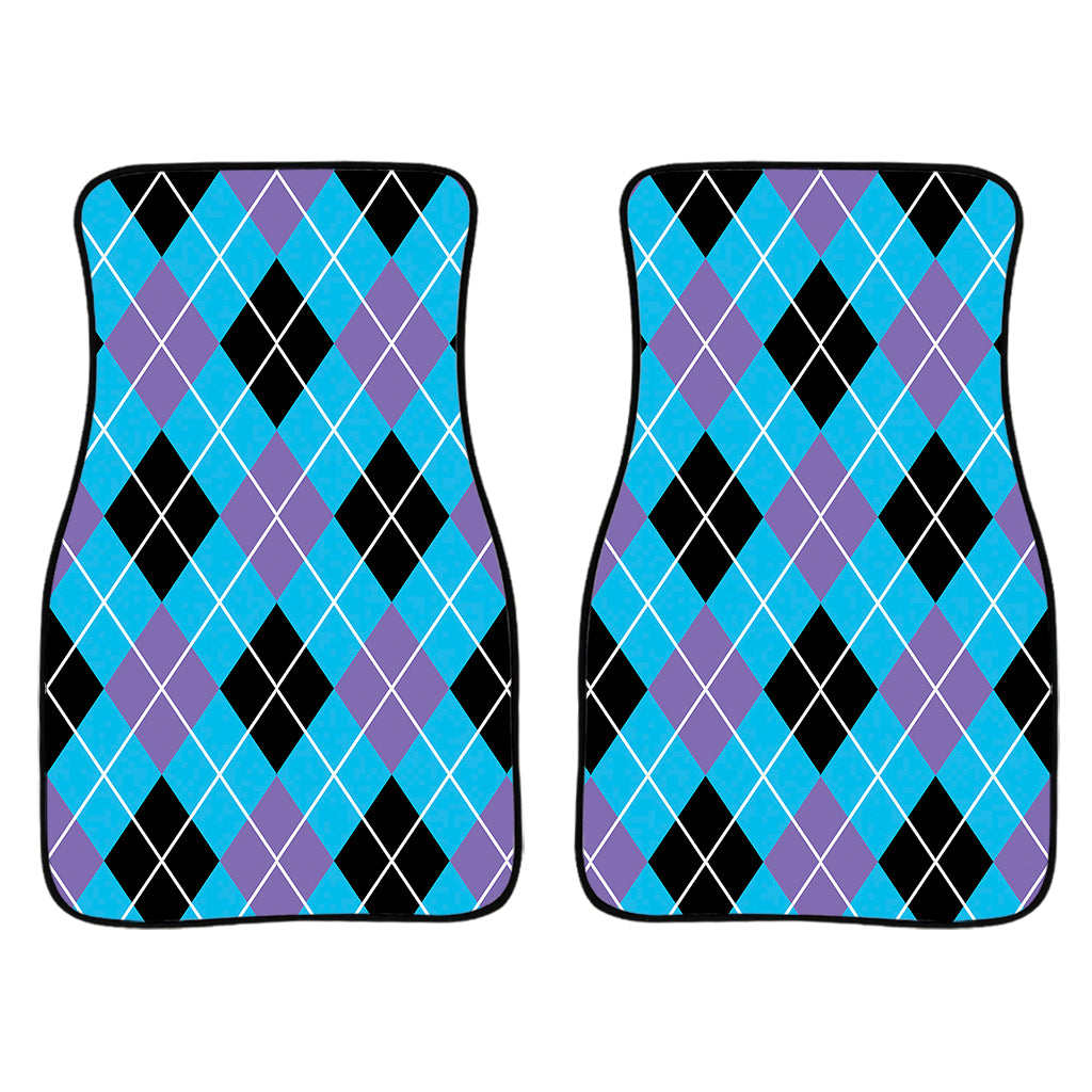 Blue Black And Purple Argyle Print Front Car Floor Mats