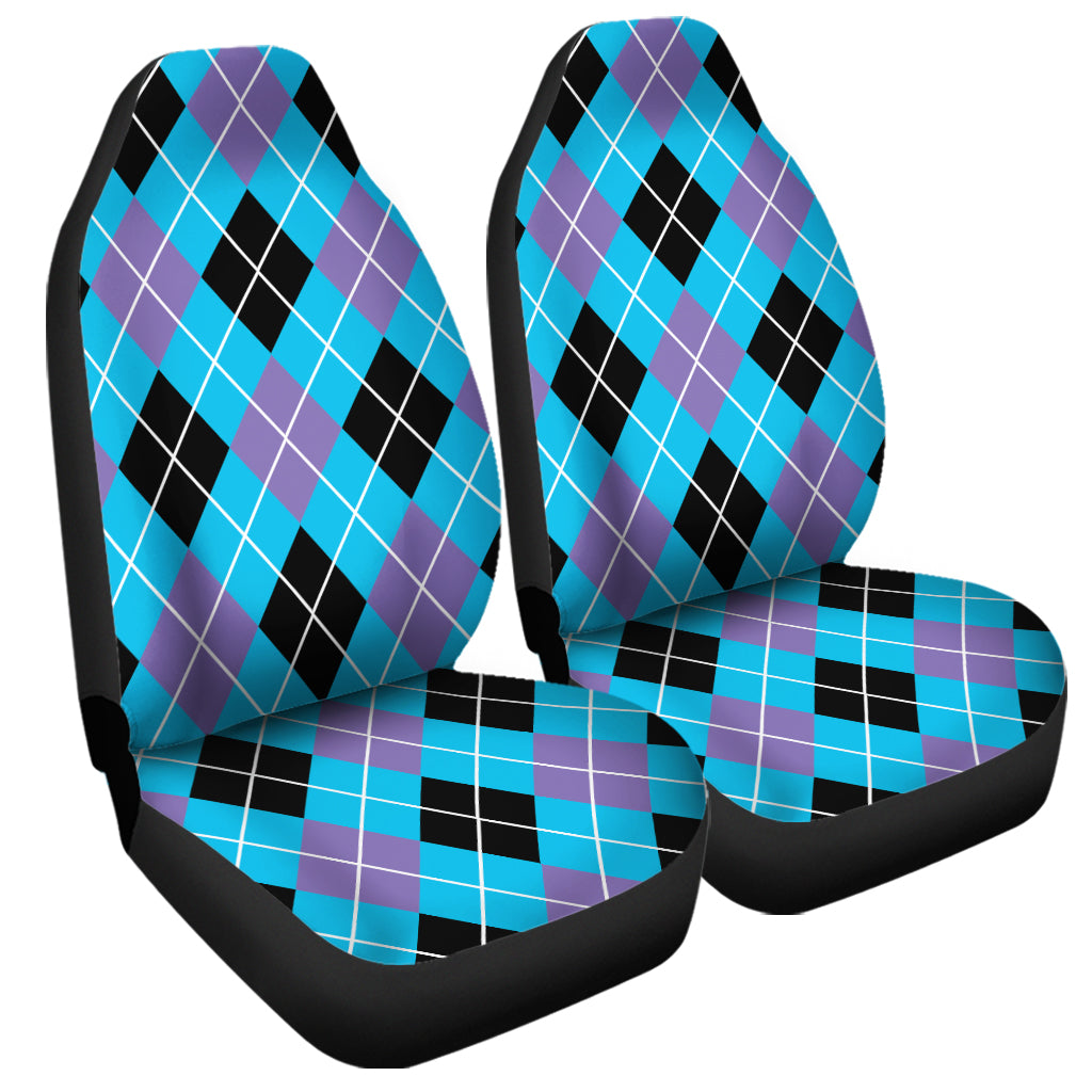 Blue Black And Purple Argyle Print Universal Fit Car Seat Covers