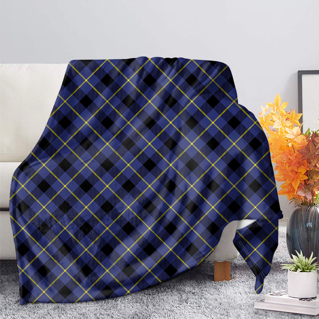 Blue Black And Yellow Plaid Print Blanket