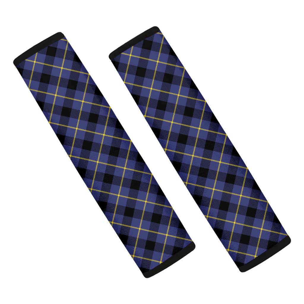 Blue Black And Yellow Plaid Print Car Seat Belt Covers