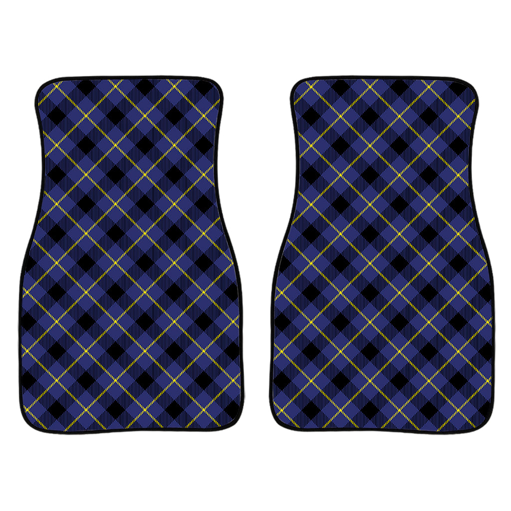 Blue Black And Yellow Plaid Print Front Car Floor Mats