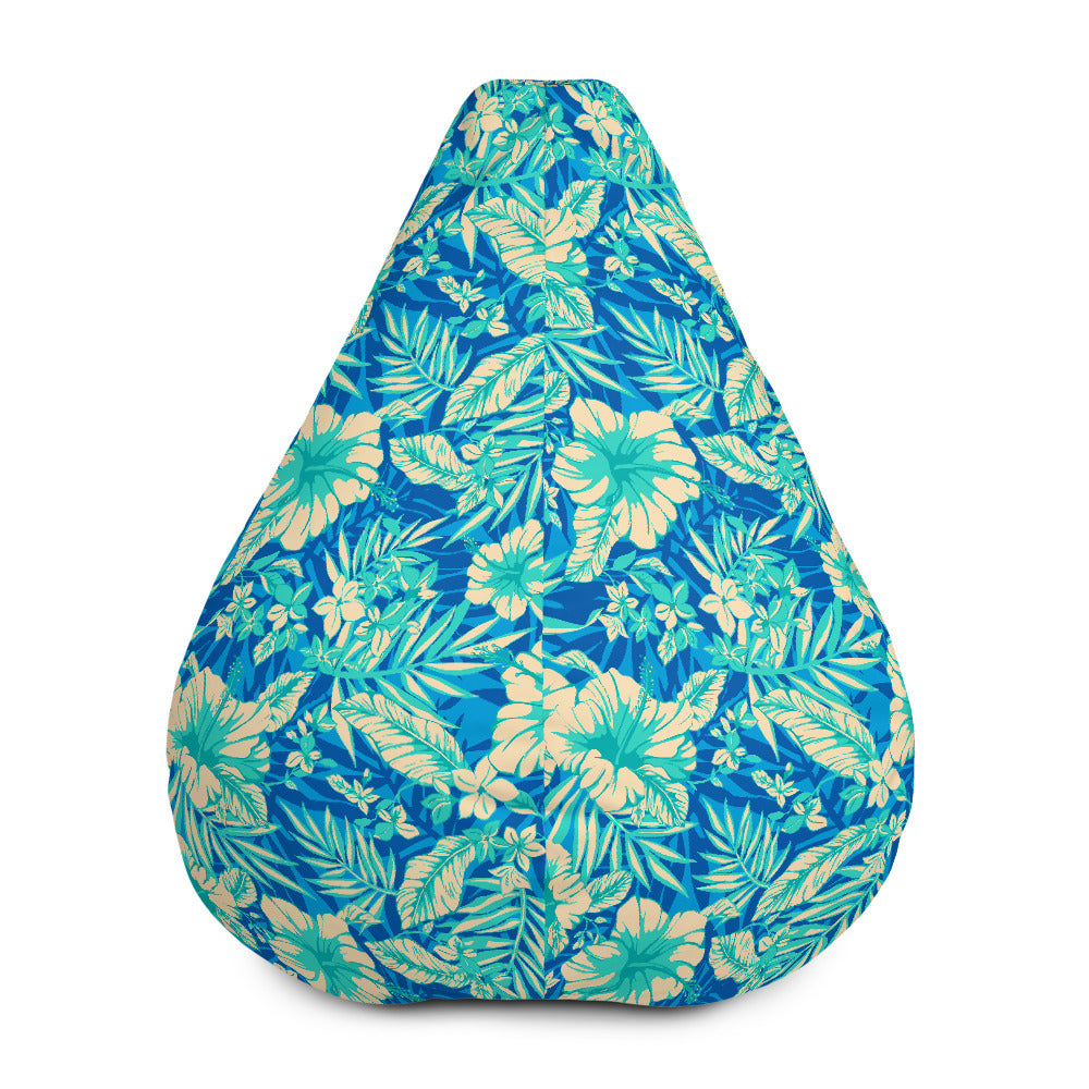 Blue Blossom Tropical Pattern Print Bean Bag Cover