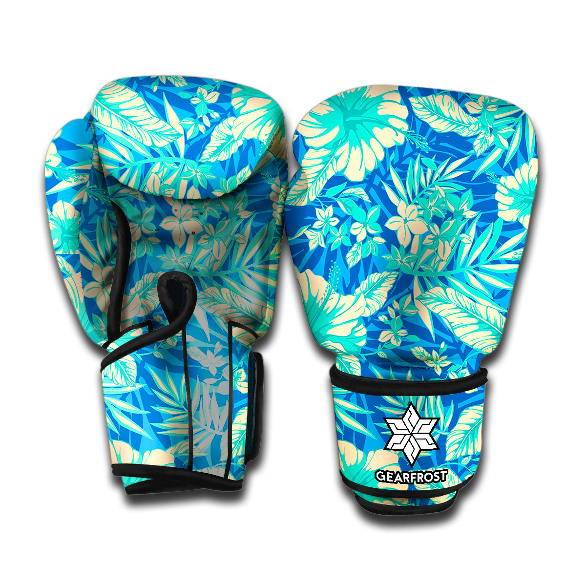 Blue Blossom Tropical Pattern Print Boxing Gloves