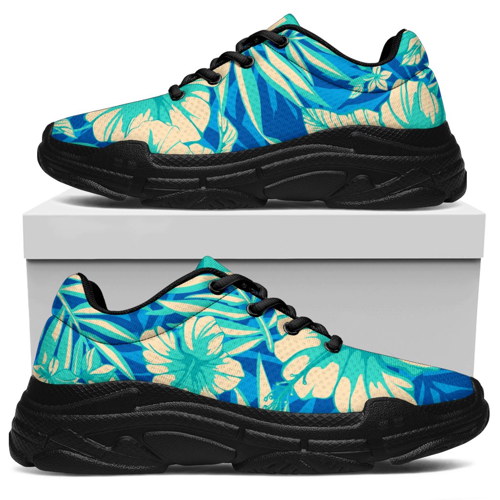 Blue Blossom Tropical Pattern Print Chunky Sneakers