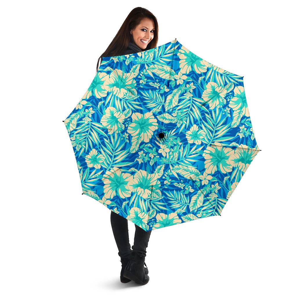 Blue Blossom Tropical Pattern Print Foldable Umbrella