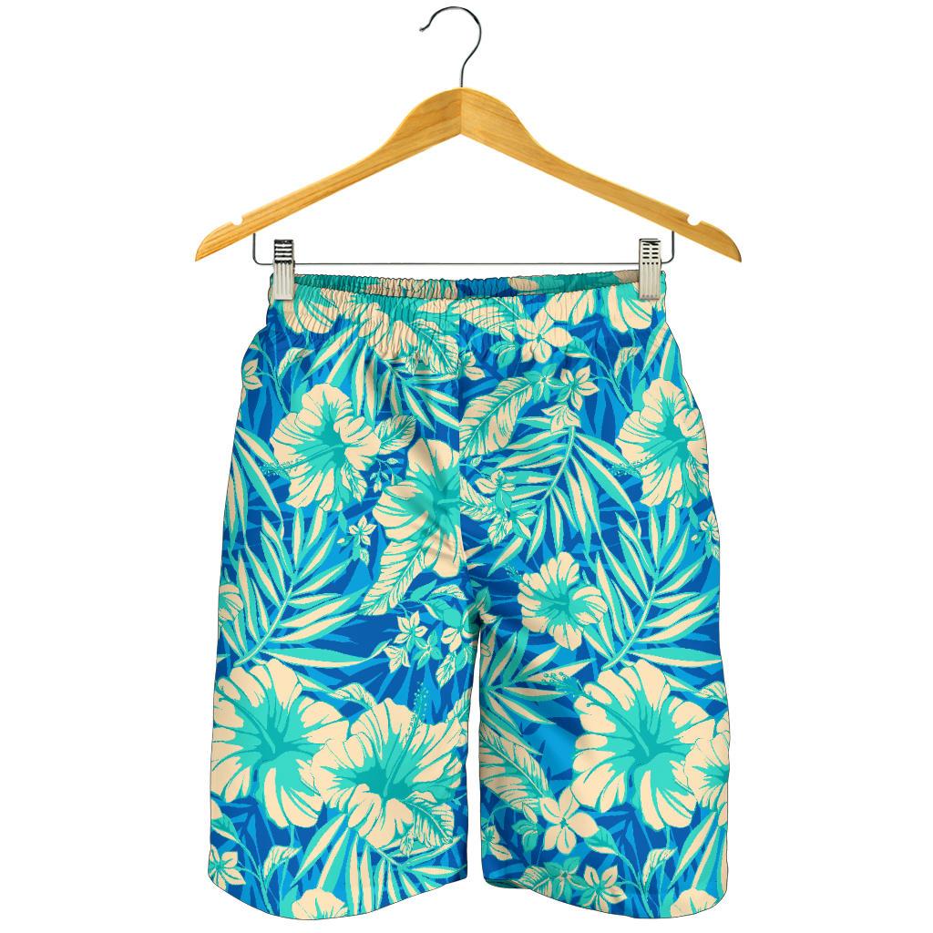 Blue Blossom Tropical Pattern Print Men's Shorts