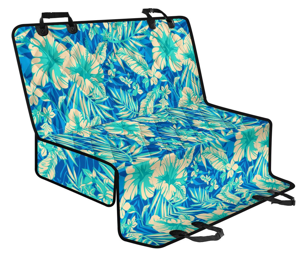 Blue Blossom Tropical Pattern Print Pet Car Back Seat Cover