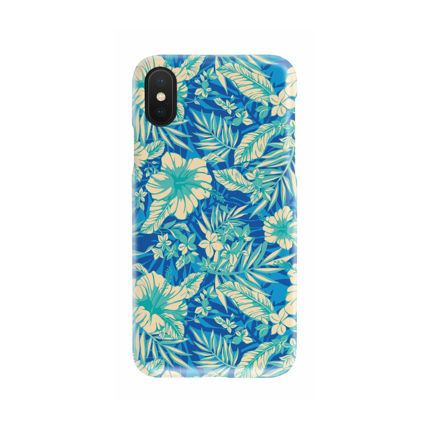 Blue Blossom Tropical Pattern Print Phone Case