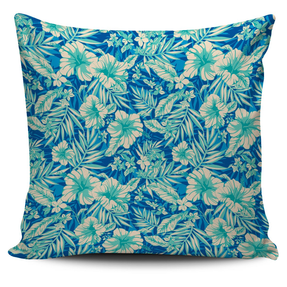 Blue Blossom Tropical Pattern Print Pillow Cover