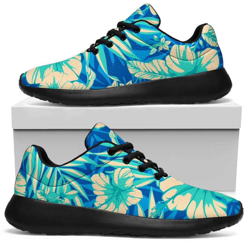 Blue Blossom Tropical Pattern Print Sport Sneakers