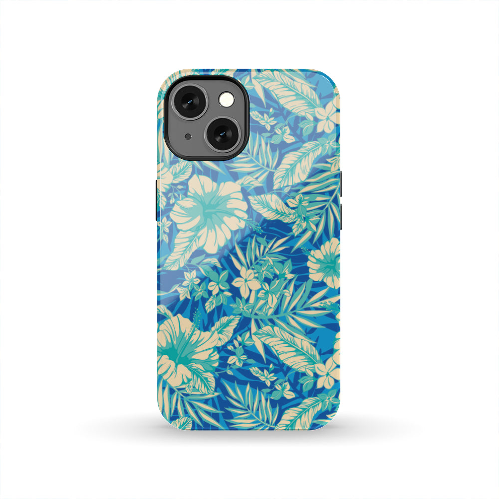 Blue Blossom Tropical Pattern Print Tough Phone Case