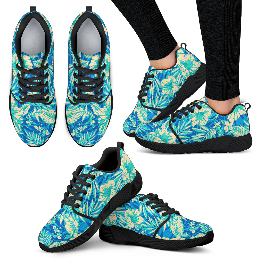 Blue Blossom Tropical Pattern Print Women's Athletic Shoes