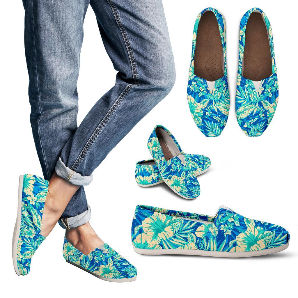 Blue Blossom Tropical Pattern Print Women's Casual Canvas Shoes