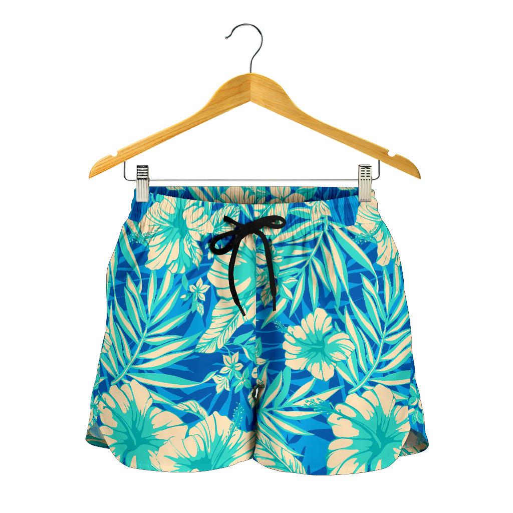 Blue Blossom Tropical Pattern Print Women's Shorts